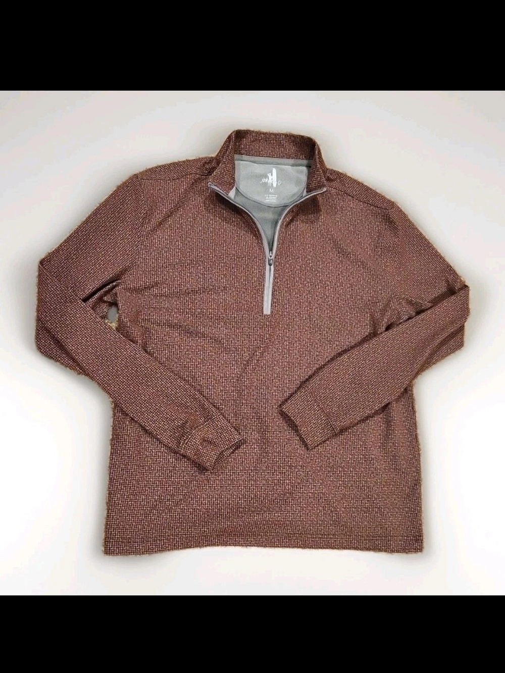 Johnnie-O Men's Herringbone Red Quarter Zip Size Medium